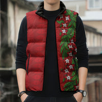 Tonga Language Week Sleeveless Puffer Jacket Heilala Floral Red