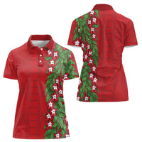 Tonga Language Week Women Polo Shirt Heilala Floral Red