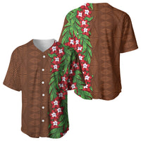 Tonga Language Week Baseball Jersey Heilala Floral Brown