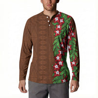 Tonga Language Week Button Sweatshirt Heilala Floral Brown