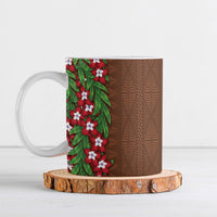 Tonga Language Week Ceramic Mug Heilala Floral Brown