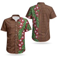 Tonga Language Week Couples Matching Long Sleeve Bodycon Dress and Hawaiian Shirt Heilala Floral Brown