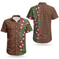 Tonga Language Week Couples Matching Short Sleeve Bodycon Dress and Hawaiian Shirt Heilala Floral Brown