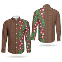 Tonga Language Week Couples Matching Tank Maxi Dress and Long Sleeve Button Shirt Heilala Floral Brown