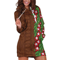 Tonga Language Week Hoodie Dress Heilala Floral Brown