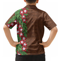 Tonga Language Week Kid Hawaiian Shirt Heilala Floral Brown LT05 - Polynesian Pride