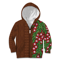 Tonga Language Week Kid Hoodie Heilala Floral Brown