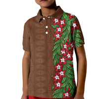 Tonga Language Week Kid Polo Shirt Heilala Floral Brown