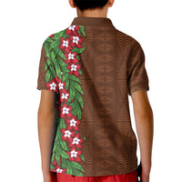 Tonga Language Week Kid Polo Shirt Heilala Floral Brown