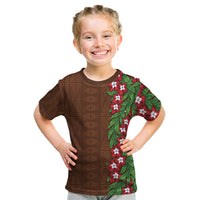 Tonga Language Week Kid T Shirt Heilala Floral Brown