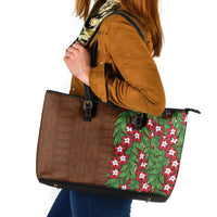 Tonga Language Week Leather Tote Bag Heilala Floral Brown
