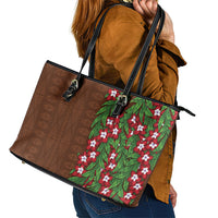 Tonga Language Week Leather Tote Bag Heilala Floral Brown