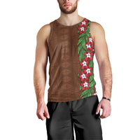 Tonga Language Week Men Tank Top Heilala Floral Brown