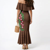 Tonga Language Week Mermaid Dress Heilala Floral Brown