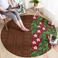 Tonga Language Week Round Carpet Heilala Floral Brown