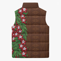 Tonga Language Week Sleeveless Puffer Jacket Heilala Floral Brown