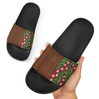 Tonga Language Week Slide Sandals Heilala Floral Brown