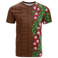 Tonga Language Week T Shirt Heilala Floral Brown