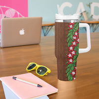 Tonga Language Week Tumbler With Handle Heilala Floral Brown