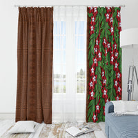 Tonga Language Week Window Curtain Heilala Floral Brown