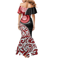 New Zealand Red Maori Koru Simple Style Family Matching Mermaid Dress and Hawaiian Shirt LT05 - Polynesian Pride