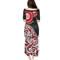New Zealand Red Maori Koru Simple Style Family Matching Puletasi and Hawaiian Shirt LT05 - Polynesian Pride