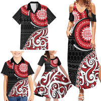 New Zealand Red Maori Koru Simple Style Family Matching Summer Maxi Dress and Hawaiian Shirt LT05 - Polynesian Pride