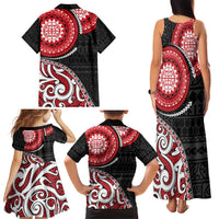 New Zealand Red Maori Koru Simple Style Family Matching Tank Maxi Dress and Hawaiian Shirt LT05 - Polynesian Pride