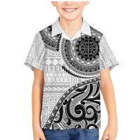 New Zealand White Maori Koru Simple Style Family Matching Mermaid Dress and Hawaiian Shirt LT05 Son's Shirt White - Polynesian Pride