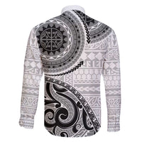 New Zealand White Maori Koru Simple Style Family Matching Short Sleeve Bodycon Dress and Hawaiian Shirt LT05 - Polynesian Pride