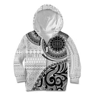 New Zealand White Maori Koru Simple Style Kid Hoodie LT05 Zip Hoodie White - Polynesian Pride