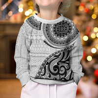 New Zealand White Maori Koru Simple Style Kid Ugly Christmas Sweater LT05 - Polynesian Pride