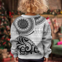 New Zealand White Maori Koru Simple Style Kid Ugly Christmas Sweater LT05 - Polynesian Pride