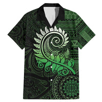 New Zealand Maori Koru Fern Family Matching Mermaid Dress and Hawaiian Shirt Spiral Polynesian Style Green LT05 Dad's Shirt - Short Sleeve Green - Polynesian Pride