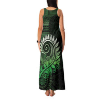 New Zealand Maori Koru Fern Family Matching Tank Maxi Dress and Hawaiian Shirt Spiral Polynesian Style Green LT05 - Polynesian Pride