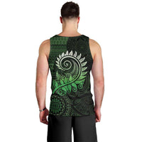 New Zealand Maori Koru Fern Men Tank Top Spiral Polynesian Style Green