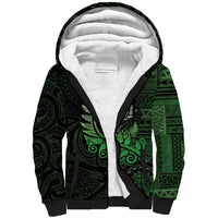 New Zealand Maori Koru Fern Sherpa Hoodie Spiral Polynesian Style Green LT05 Unisex Green - Polynesian Pride