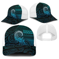 New Zealand Maori Koru Fern Baseball Net Cap Spiral Polynesian Style Aqua Gradient LT05 - Polynesian Pride