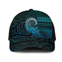 New Zealand Maori Koru Fern Mesh Trucker Cap Spiral Polynesian Style Aqua Gradient - Polynesian Pride