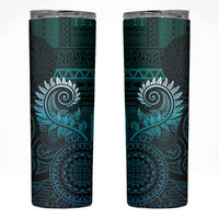 New Zealand Maori Koru Fern Skinny Tumbler Spiral Polynesian Style Aqua Gradient LT05 Aqua - Polynesian Pride