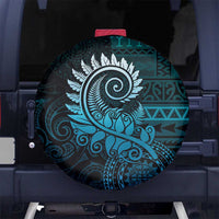 New Zealand Maori Koru Fern Spare Tire Cover Spiral Polynesian Style Aqua Gradient