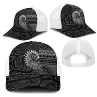 New Zealand Maori Koru Fern Mesh Trucker Cap Spiral Polynesian Style Gray - Polynesian Pride