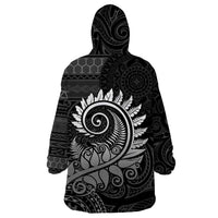 New Zealand Maori Koru Fern Wearable Blanket Hoodie Spiral Polynesian Style Gray LT05 - Polynesian Pride
