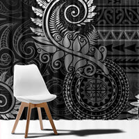 New Zealand Maori Koru Fern Window Curtain Spiral Polynesian Style Gray LT05 - Polynesian Pride