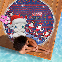 New Zealand Christmas Beach Blanket Haka Fern Santa Tiki Meri Kirihimete LT05 - Wonder Print Shop