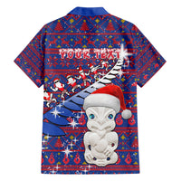 Personalized New Zealand Christmas Family Matching Off Shoulder Short Dress and Hawaiian Shirt Haka Fern Santa Tiki Meri Kirihimete LT05 - Polynesian Pride