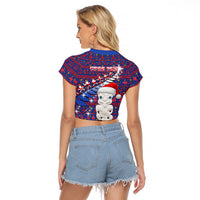 Personalized New Zealand Christmas Raglan Cropped T Shirt Haka Fern Santa Tiki Meri Kirihimete LT05 - Polynesian Pride