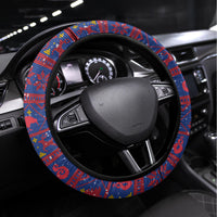 New Zealand Christmas Steering Wheel Cover Haka Fern Santa Tiki Meri Kirihimete LT05 Universal Fit Blue - Polynesian Pride