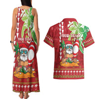 Personalised Hawaii Christmas Couples Matching Tank Maxi Dress and Hawaiian Shirt Funny Santa Claus Surf Mele Kalikimaka LT05 - Polynesian Pride