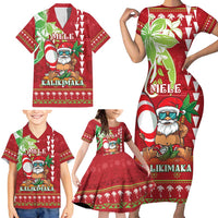 Personalised Hawaii Christmas Family Matching Short Sleeve Bodycon Dress and Hawaiian Shirt Funny Santa Claus Surf Mele Kalikimaka LT05 - Polynesian Pride